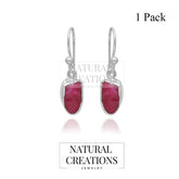 Natural Raw Ruby Dangle Earring 925 Sterling Silver